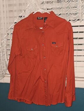Wrangler Rust Orange Western Button-Down Shirt
